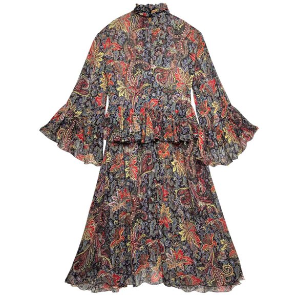 ZARA SHEER PAISLEY BOHO MIDI MAXI DRESS  ROMANTIC RARE FLOWER CHILD HIPPIECORE S - Picture 3 of 13